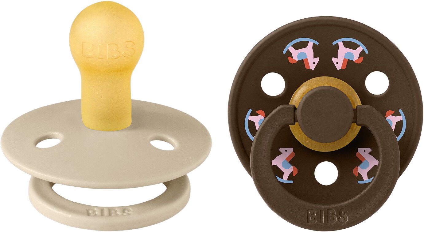BIBS Pacifier Colour Holiday Horse 2 PACK Latex Size 1 Vanil