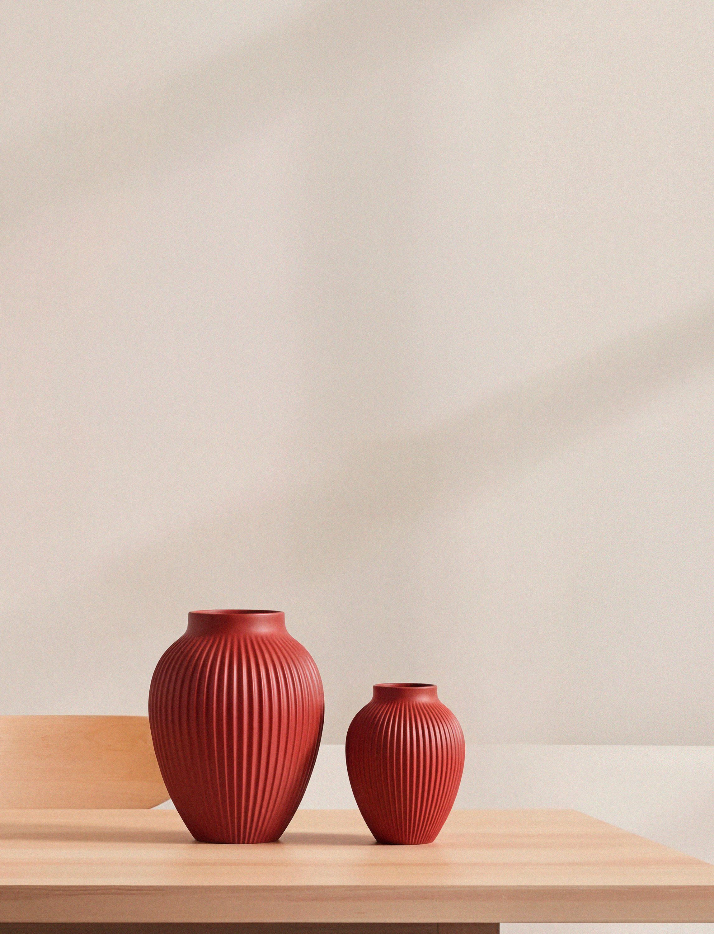 Knabstrup vase H 20 cm ripple soft cherry red
