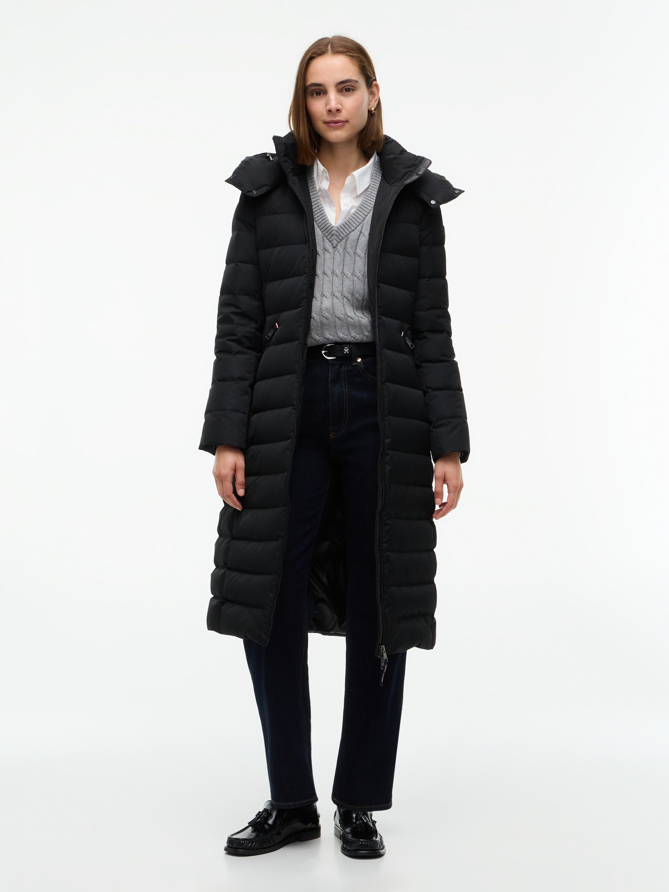 Slim Down Hooded Longline Coat