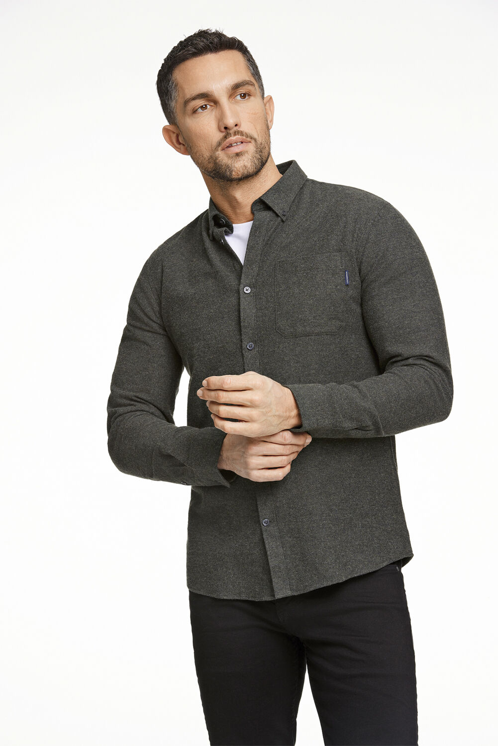 Brushed twill shirt L/S