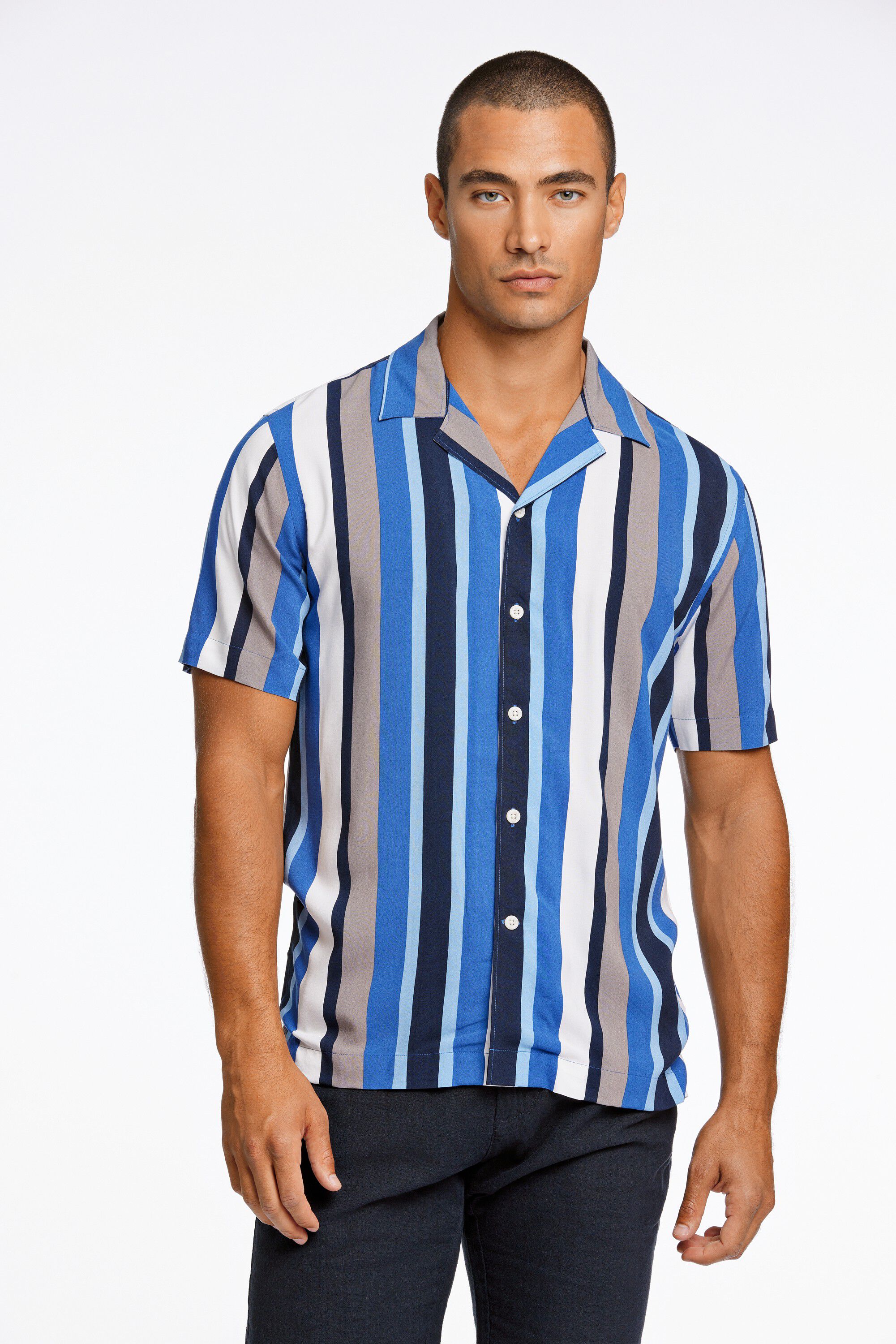 Bold stripe viscose shirt S/S
