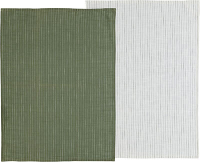 Kjøkkenhåndkle 50x70 Line 2 stk. Olive/White