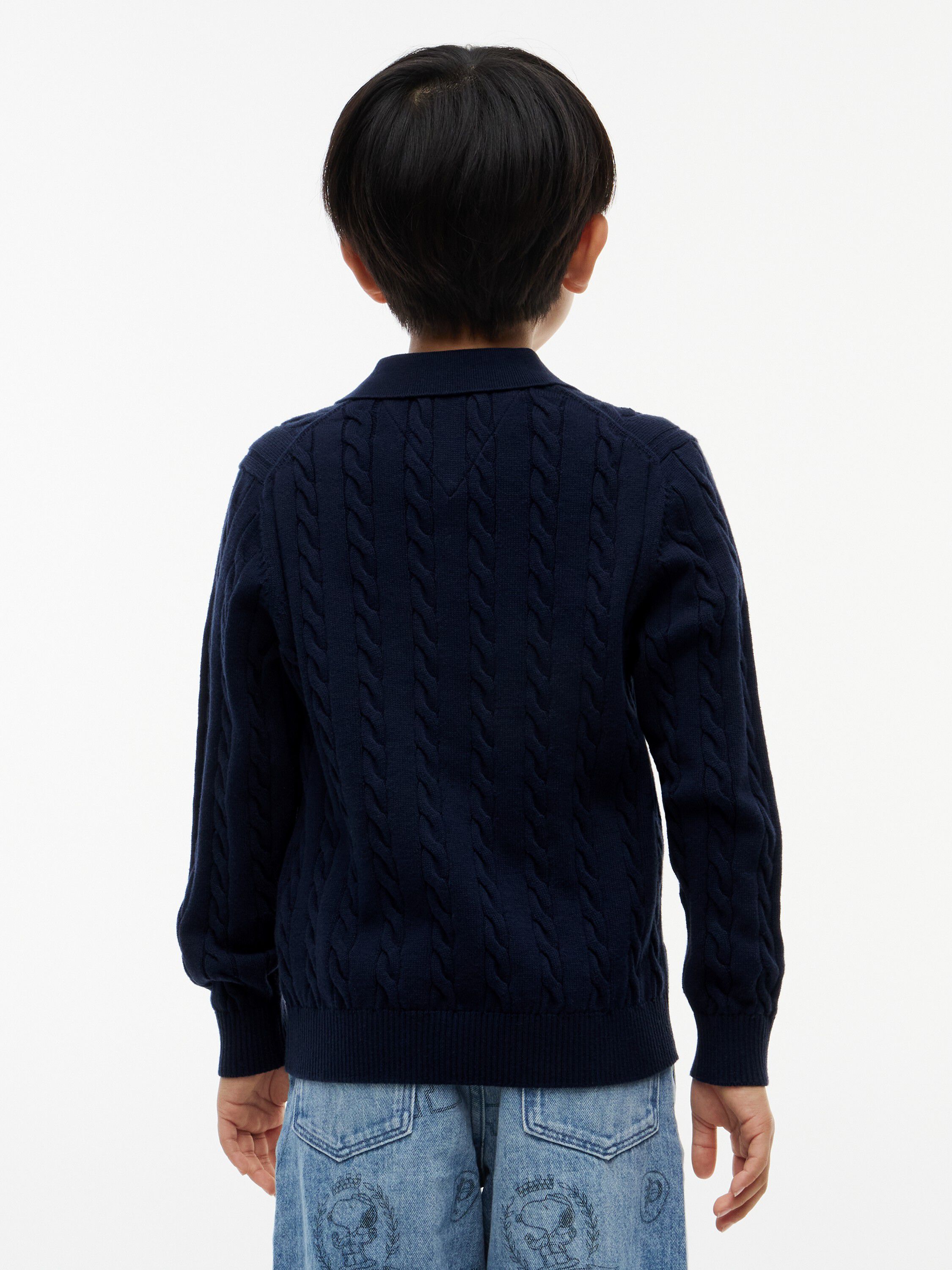 Cable Knit Polo Jumper