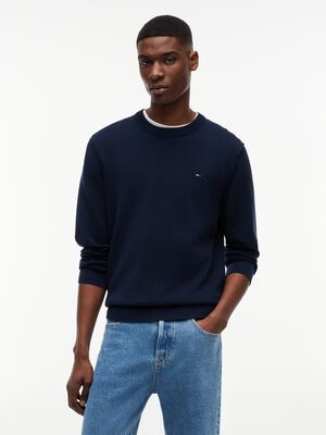 Tommy Flag Embroidery Lightweight Slim Jumper