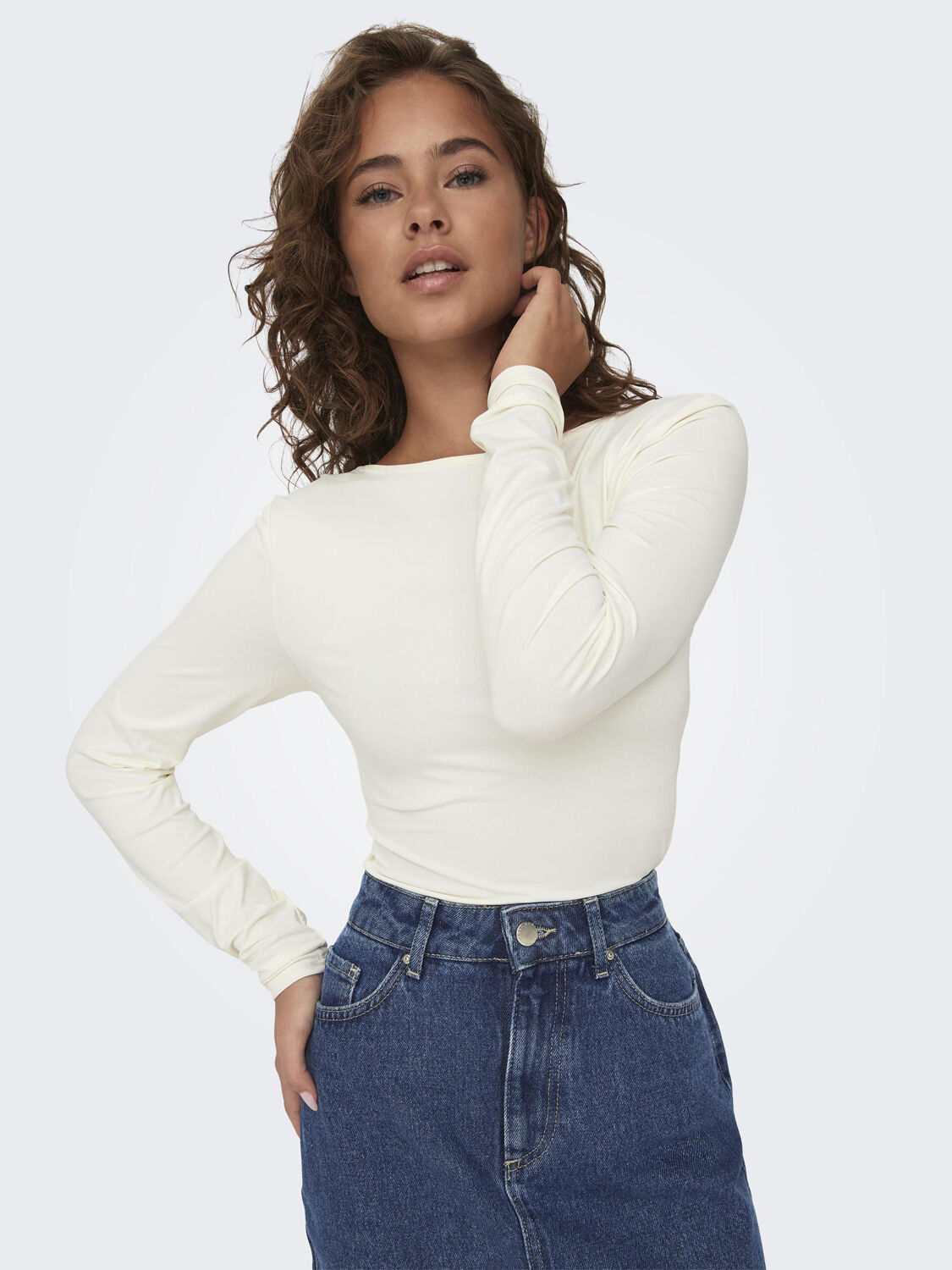 Onlea L/S 2-Way Deep Neck Top Jrs Noos