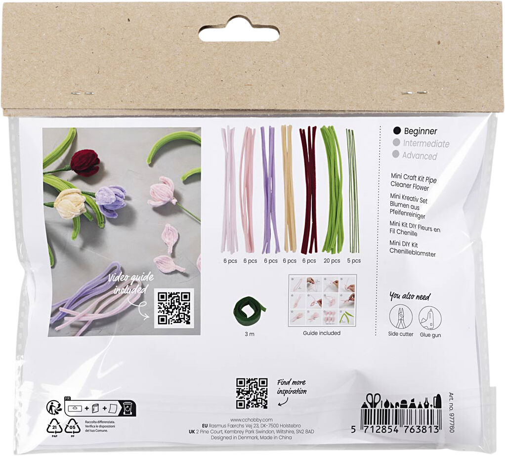 Mini DIY Kit Chenilleblomster, Tulipaner