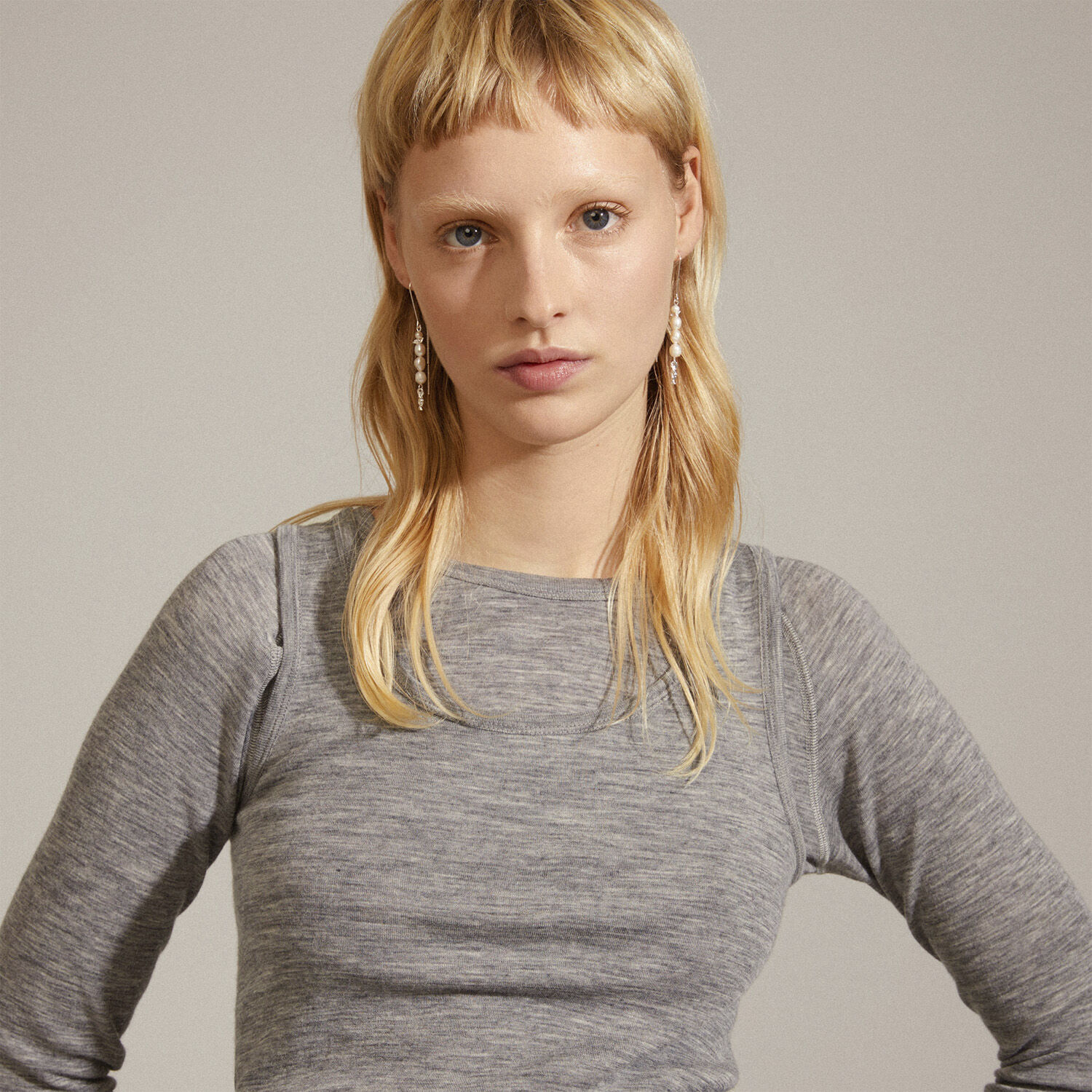 BERTHE pearl chain earrings silver-plated