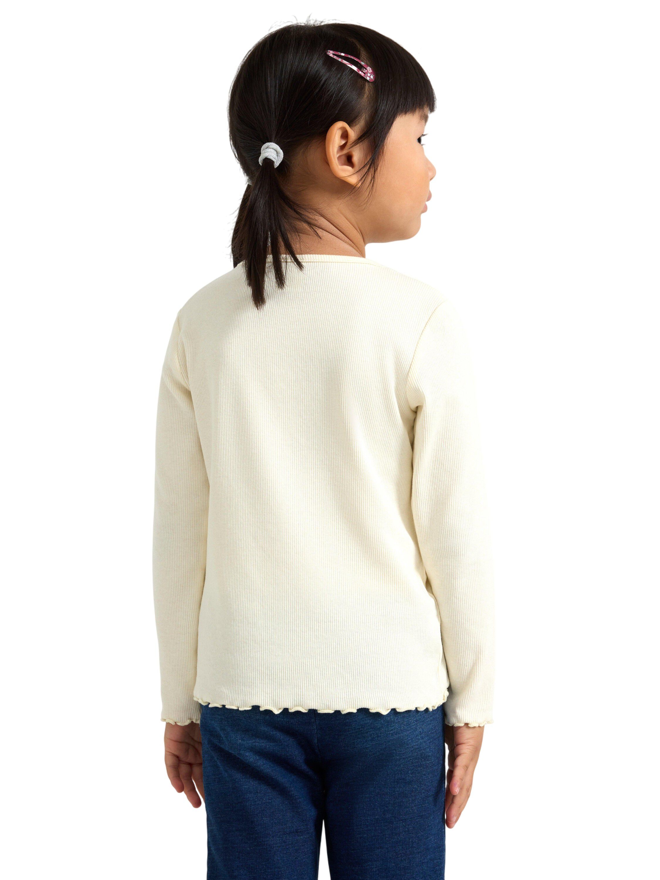 Ribbet top i bl&oslash;d, elastisk bomuld