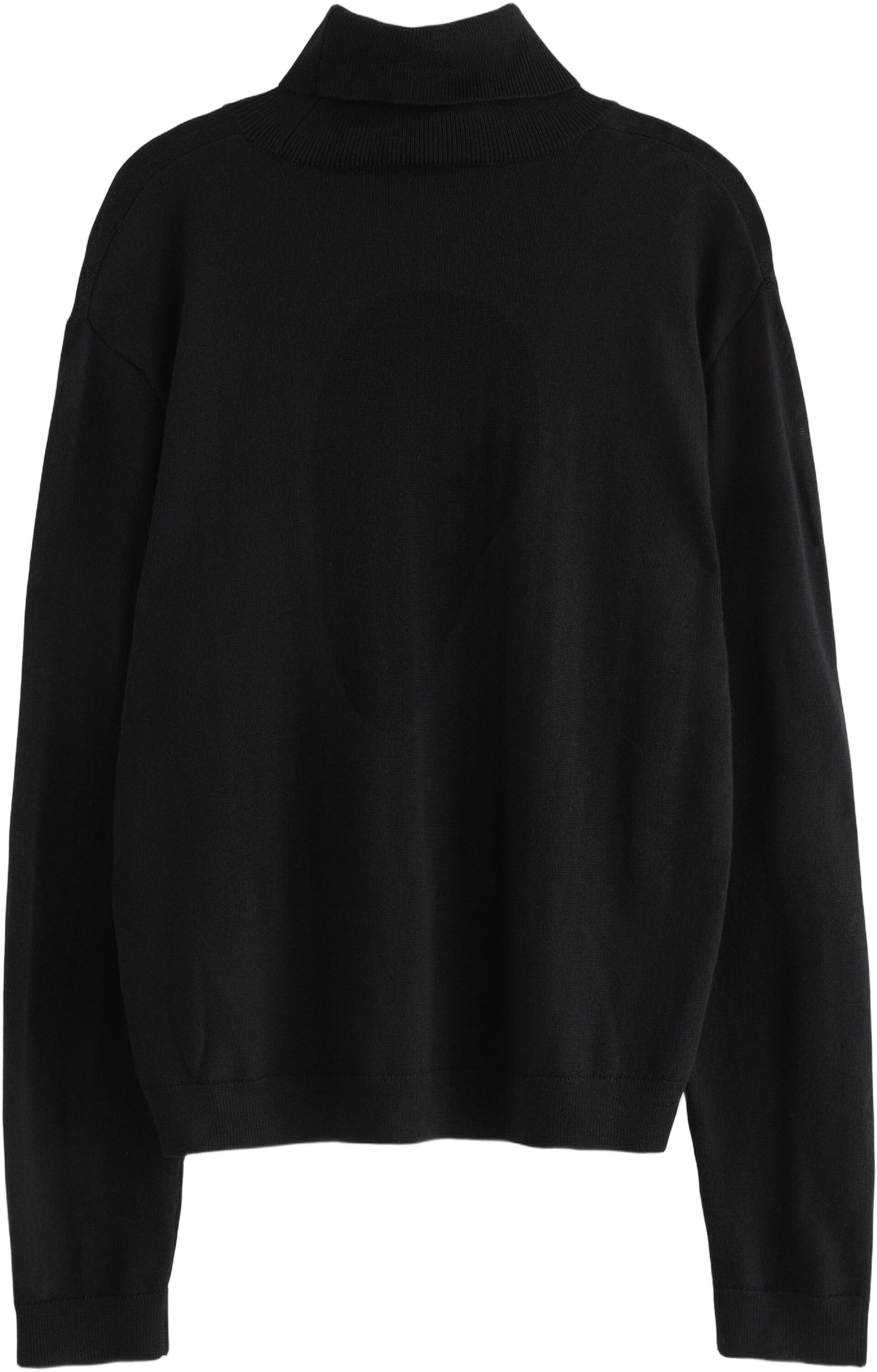 Bl&oslash;d tr&oslash;je i merinould med rullekra