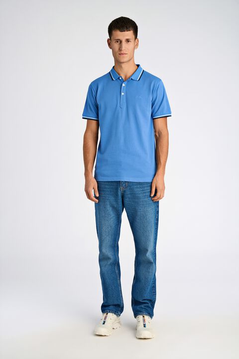 Polo shirt w. contrast piping