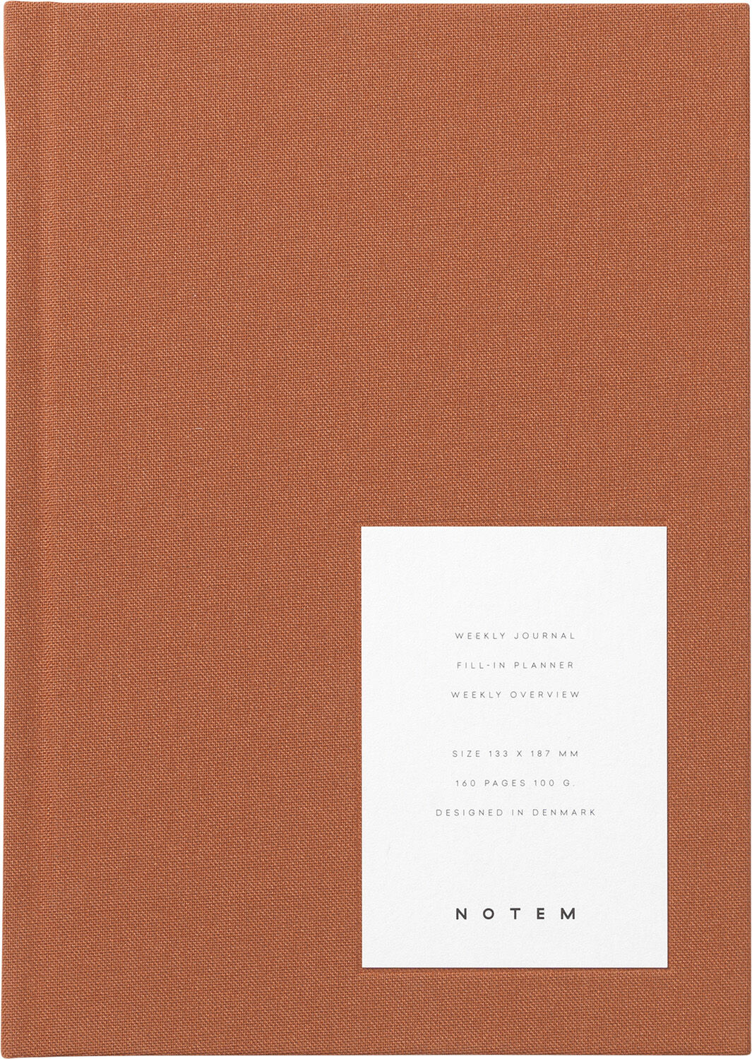 Notesbog med ugeplan, hardcover, sienna