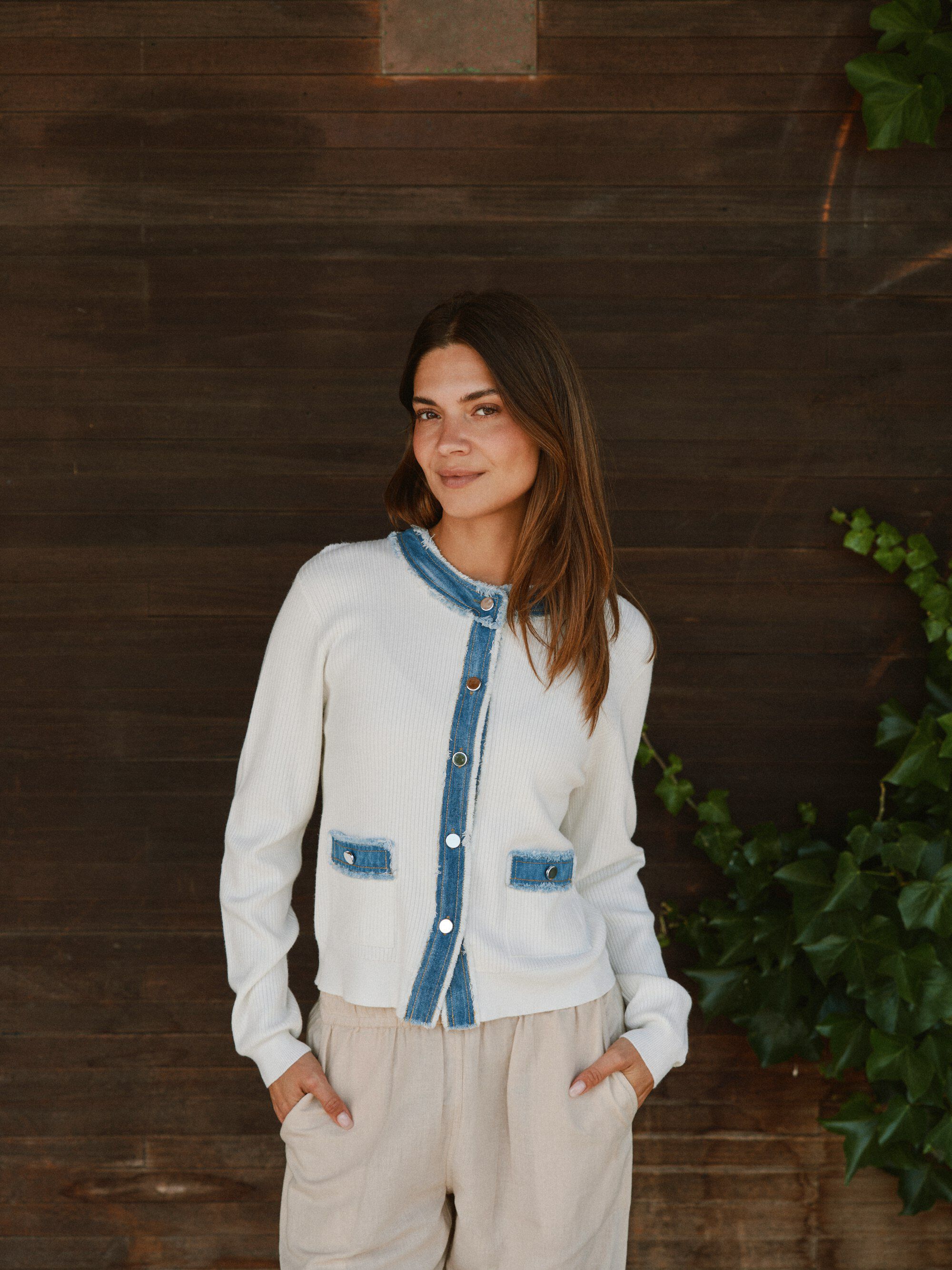 Zelma Knit Denim Cardigan