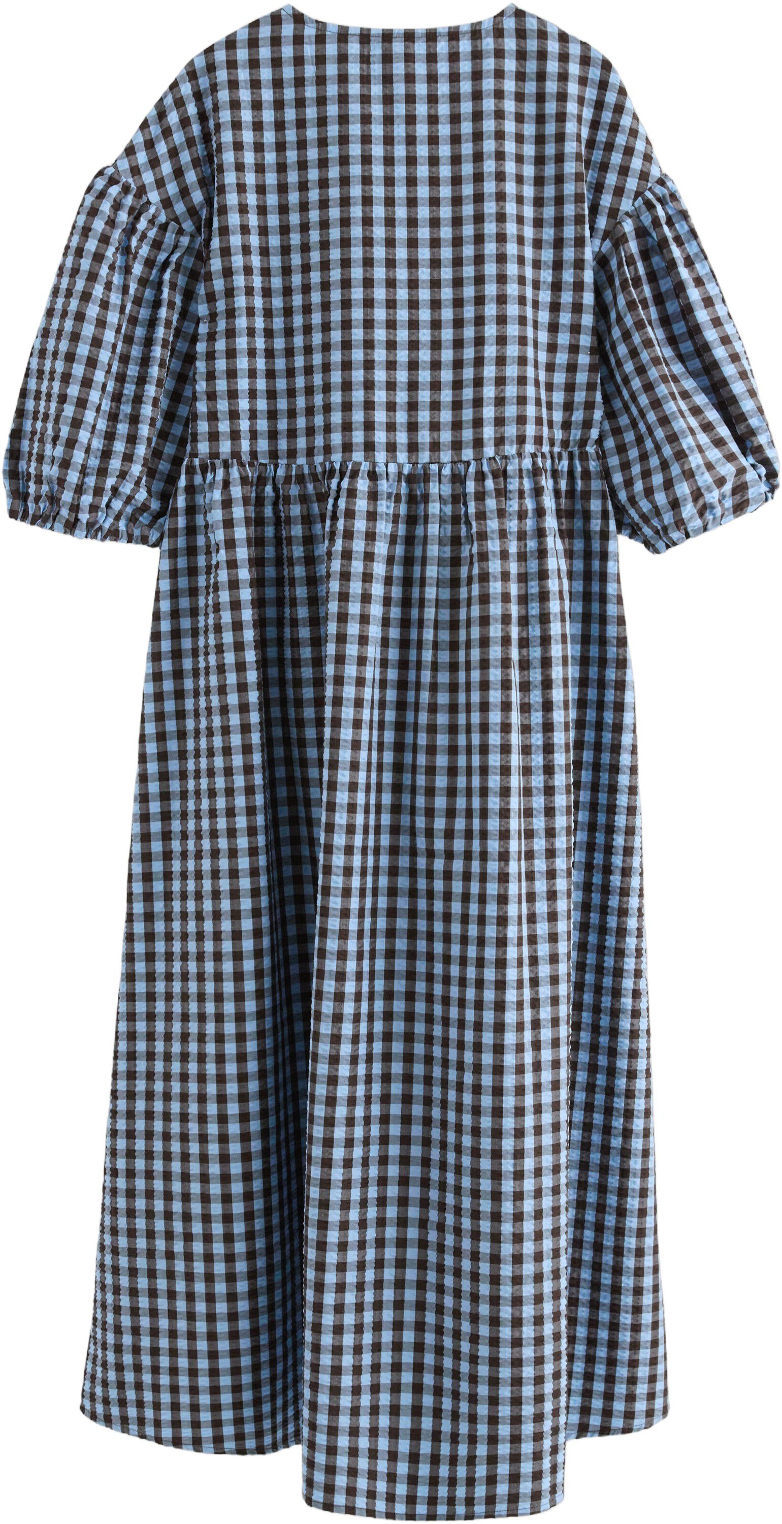 Midi dress in seersucker with short