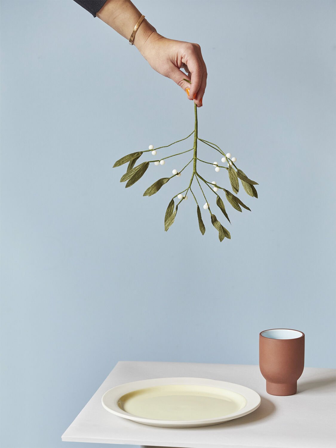 CUP, TALL, 2 PCS, CLAY TERRACOTTA, GLAZE LIGHT BLUE ,75100TB