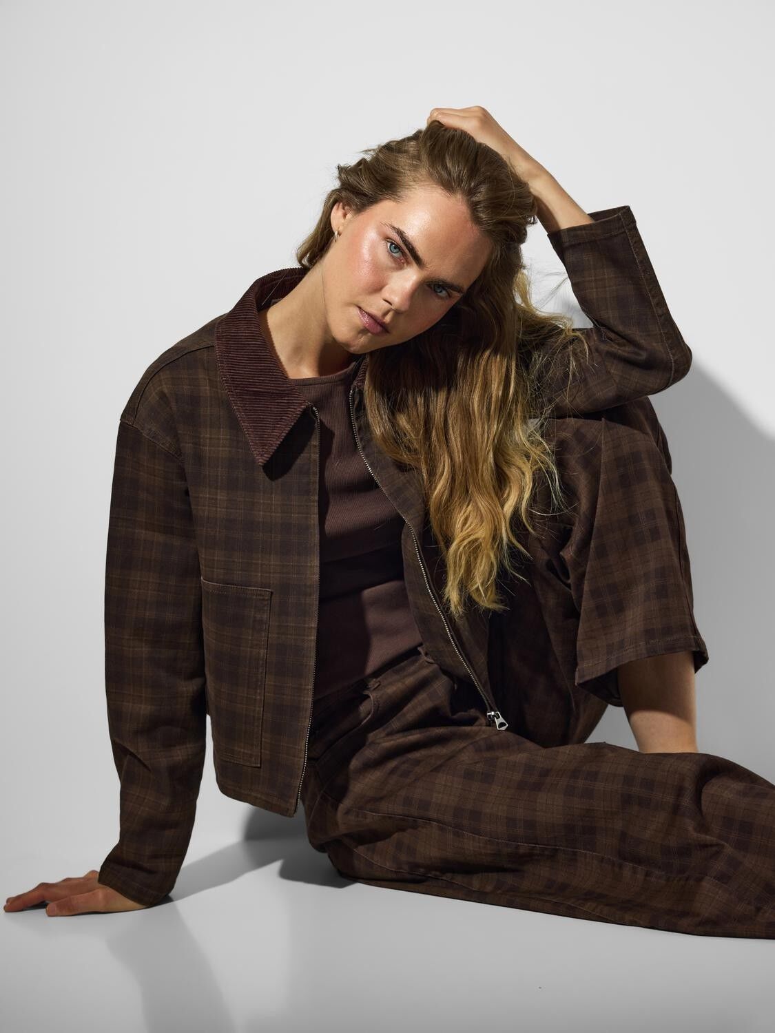 Pcvera Short Check Jacket Dnm