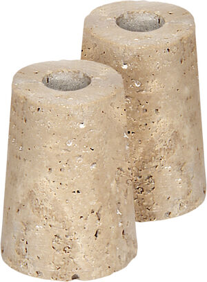 Travertine Candleholder mini taper, M, Desert beige, 2-pack,