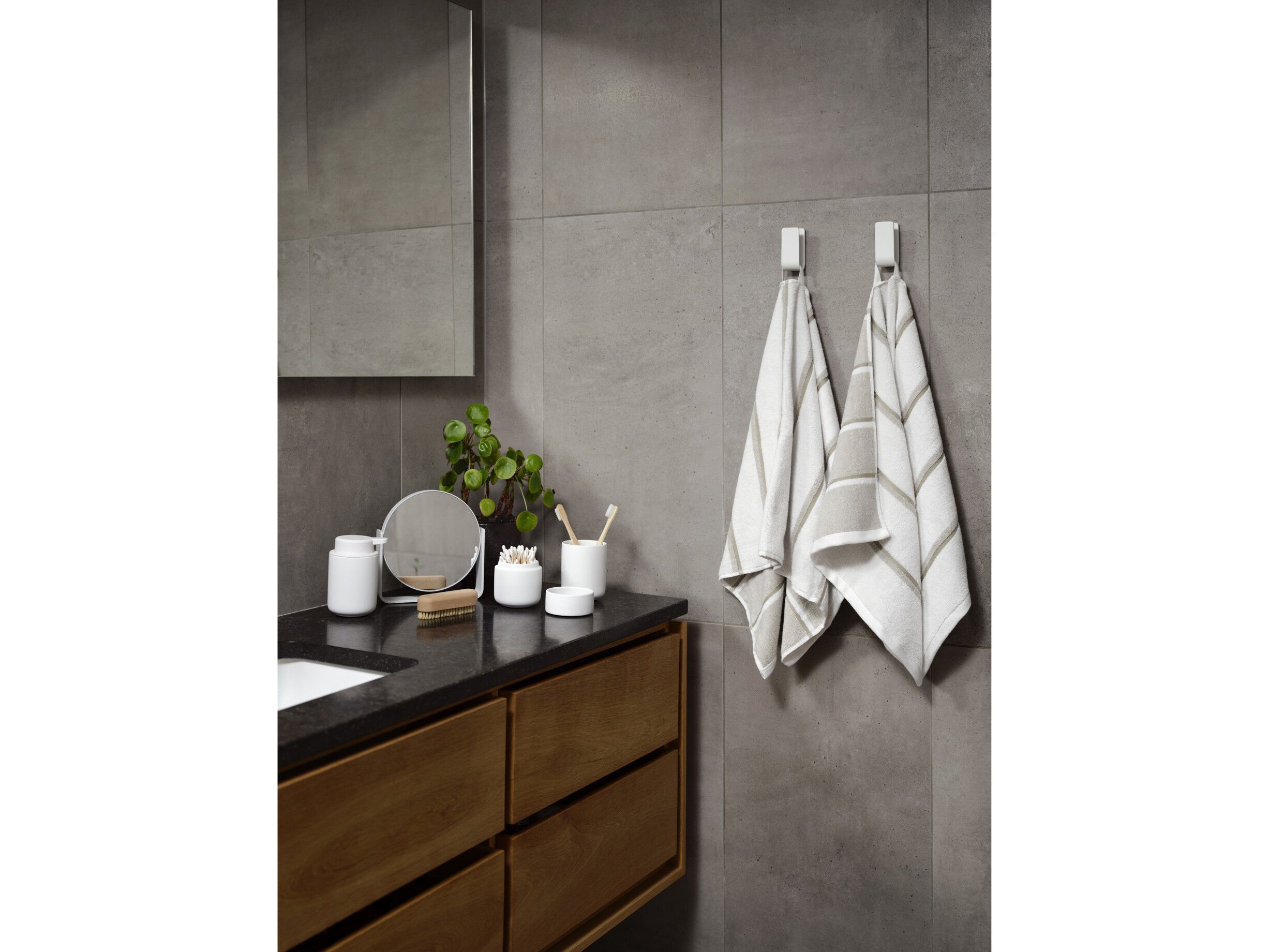 H&aring;ndkle Sauna 50x100 White/Soft Grey/Eucalyptus