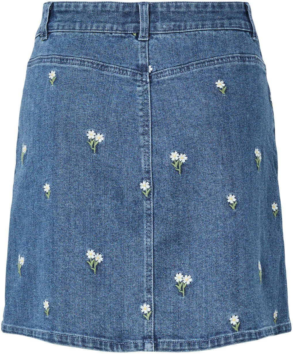 Pcflora Hw Short Denim Emb Skirt Noos