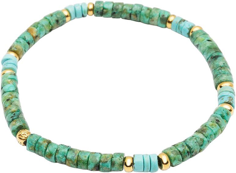 Men's Wristband with Turquoise and African Turquoise Heishi Beads