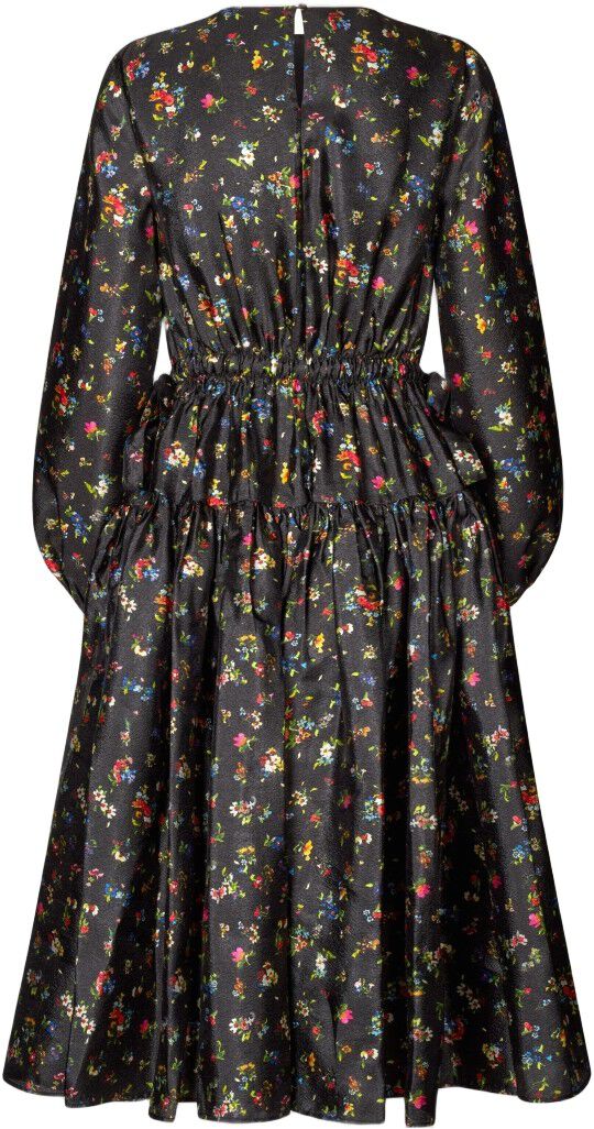 2067 Flat Textured Poly, Waist Tie Ruffle Midi Dress