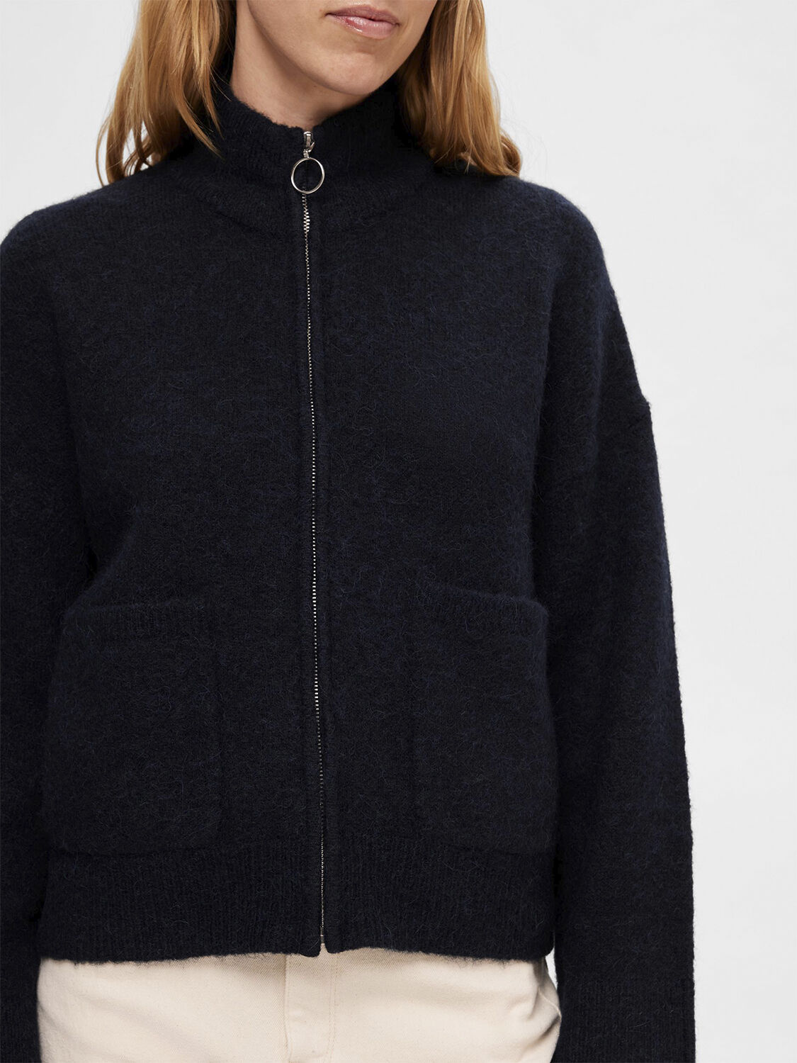 Slfsia Ras Ls Knit Zipper Cardigan Noos