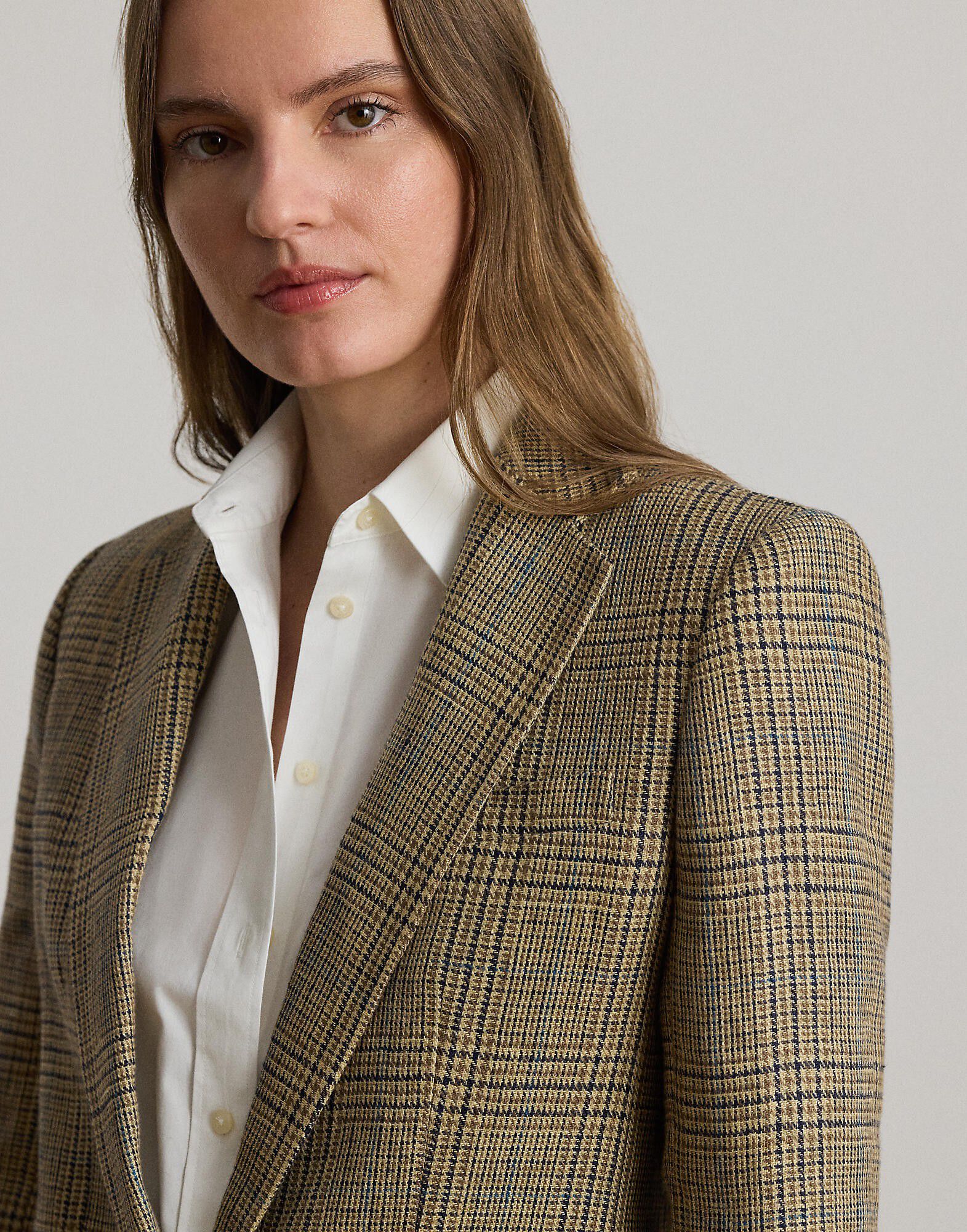 Glen Plaid Linen Twill Blazer