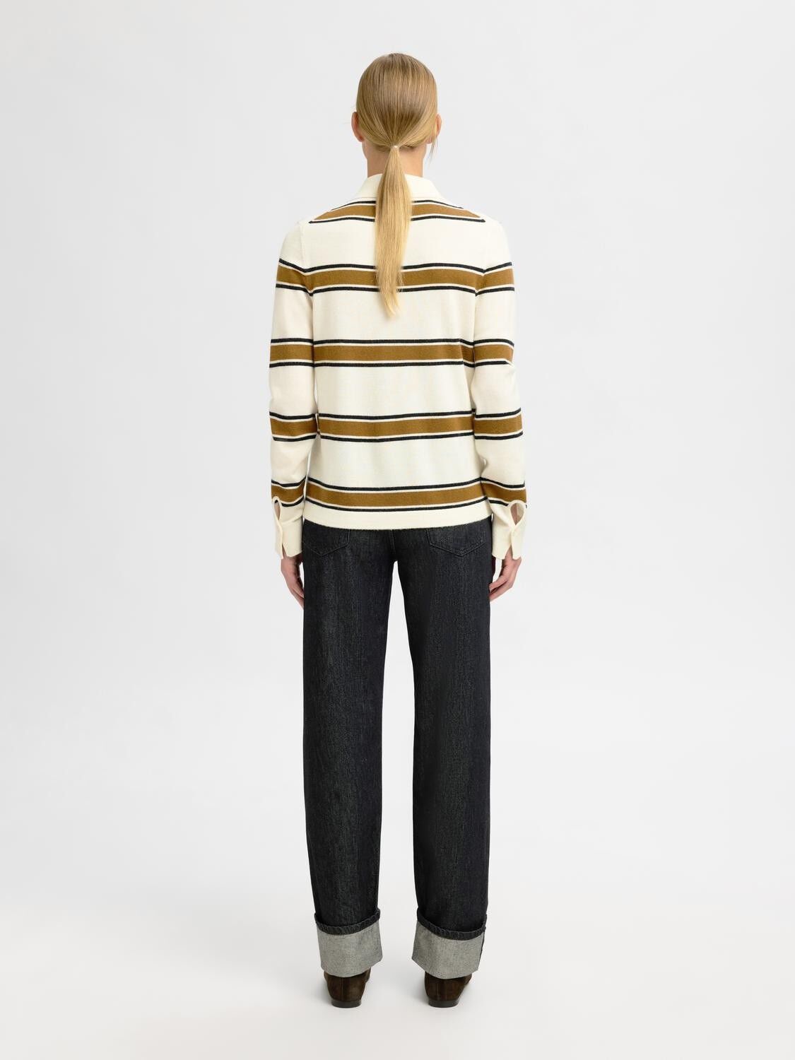 SLFTHEA LS KNIT BUTTON COLLAR NECK