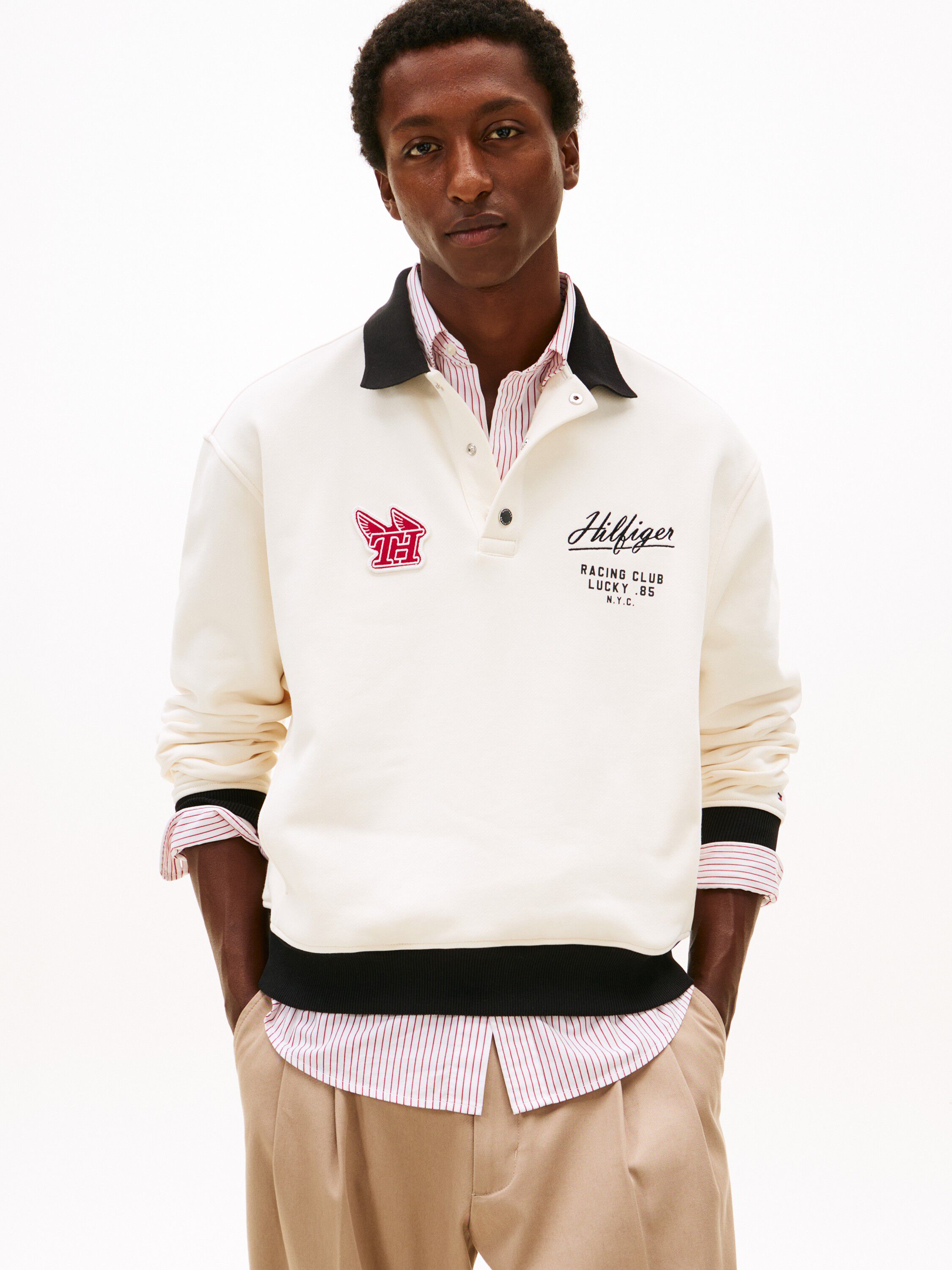 Logo Appliqu&eacute; Rugby Collar Sweatshirt