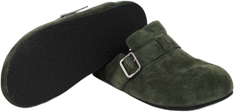 KAMAKURA - SILK COW SUEDE MULES WITH BUCKLE