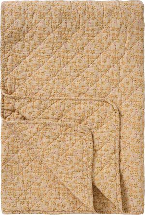 Quilt beige m/gule, gr&oslash;nne og hindb&aelig;rfarvede