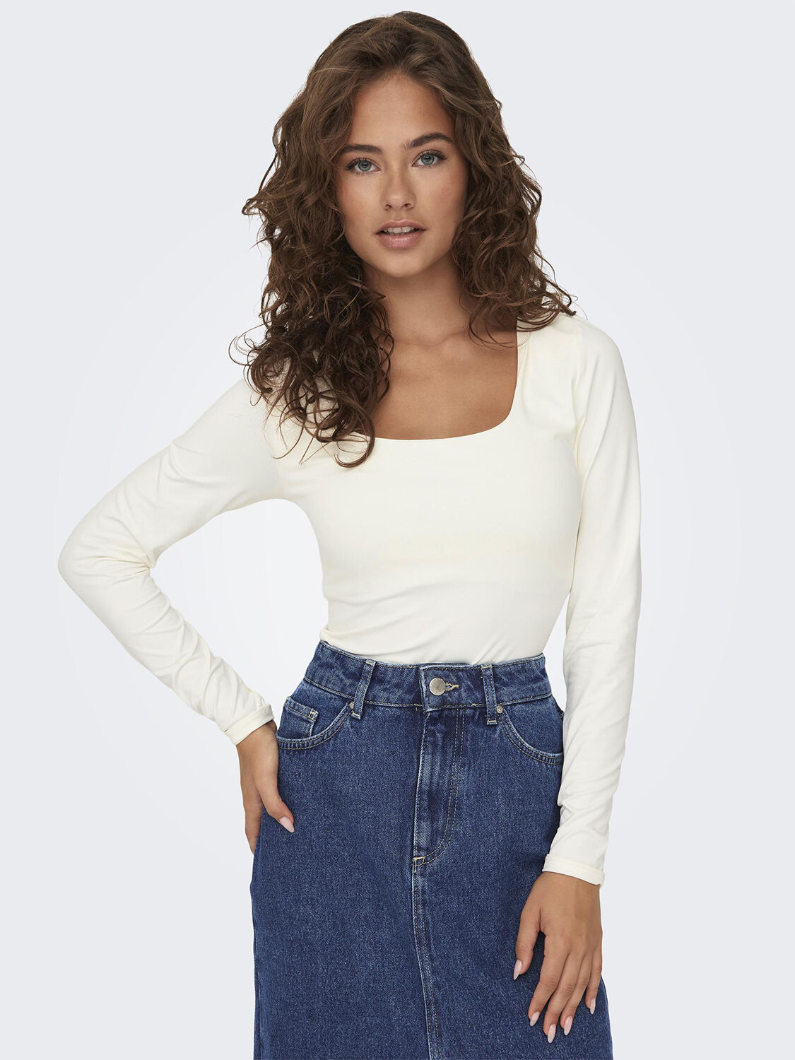 Onlea L/S 2-Way Deep Neck Top Jrs Noos