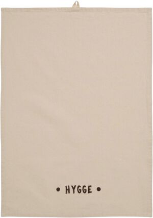 Viskestykke Hygge natur m/brunt print