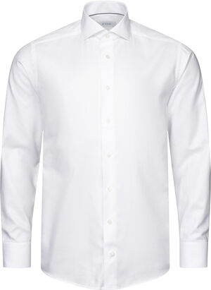 Slim Fit White Melange Semi Solid Fine Twill Shirt