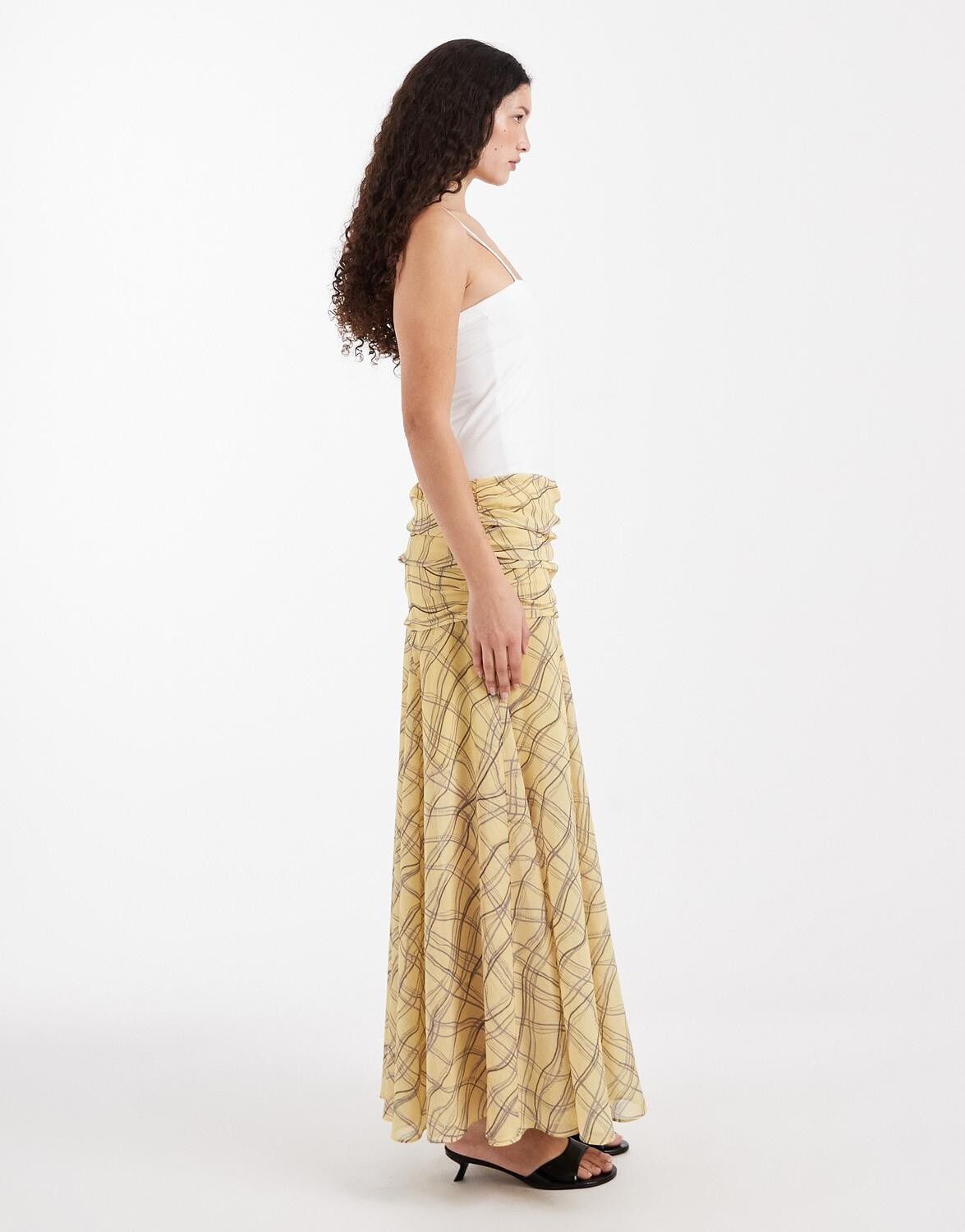 Tskelly Drop Waist Ruffle Maxi Skirt Wvn