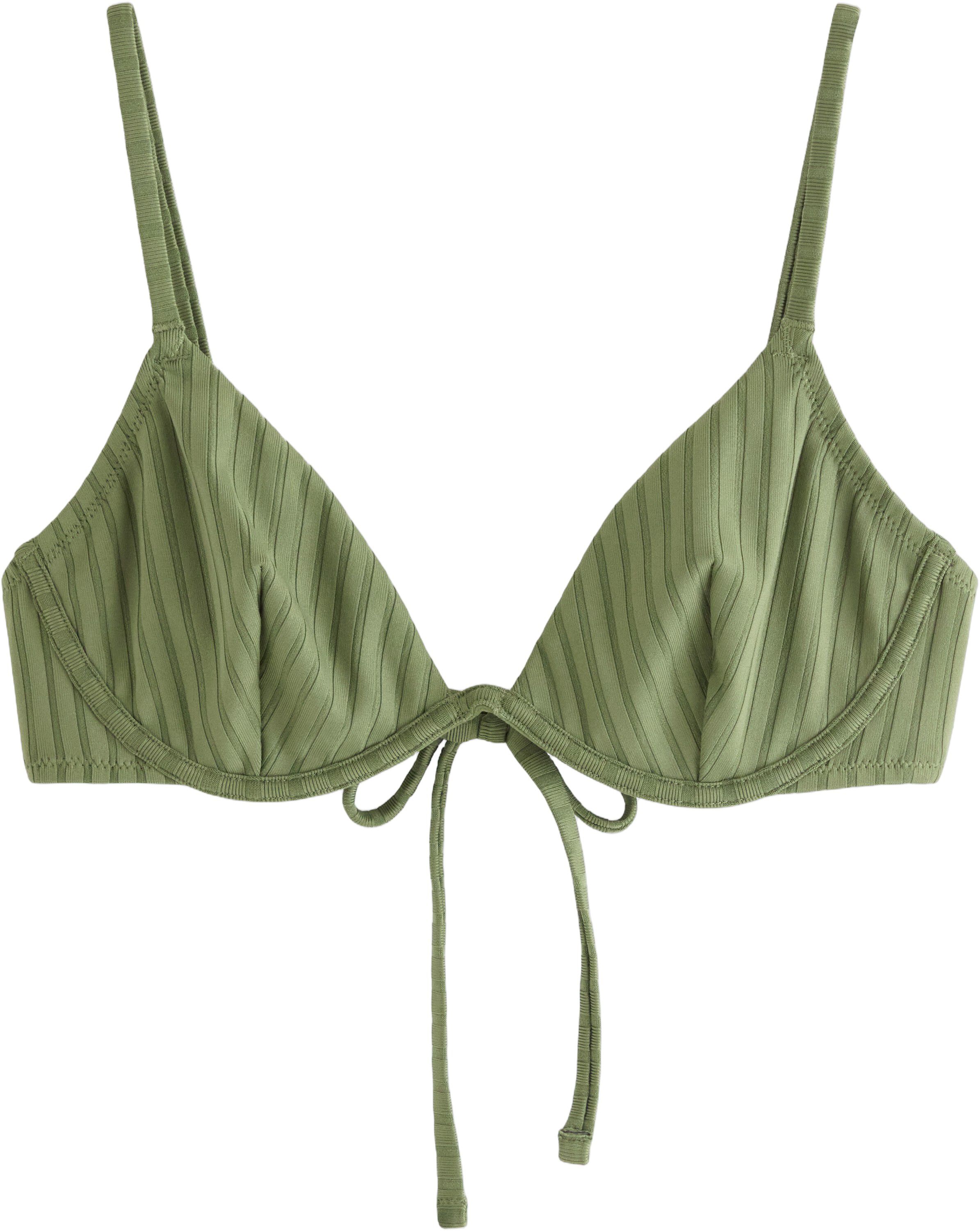 Unpadded bikini bra in ribbed fabri