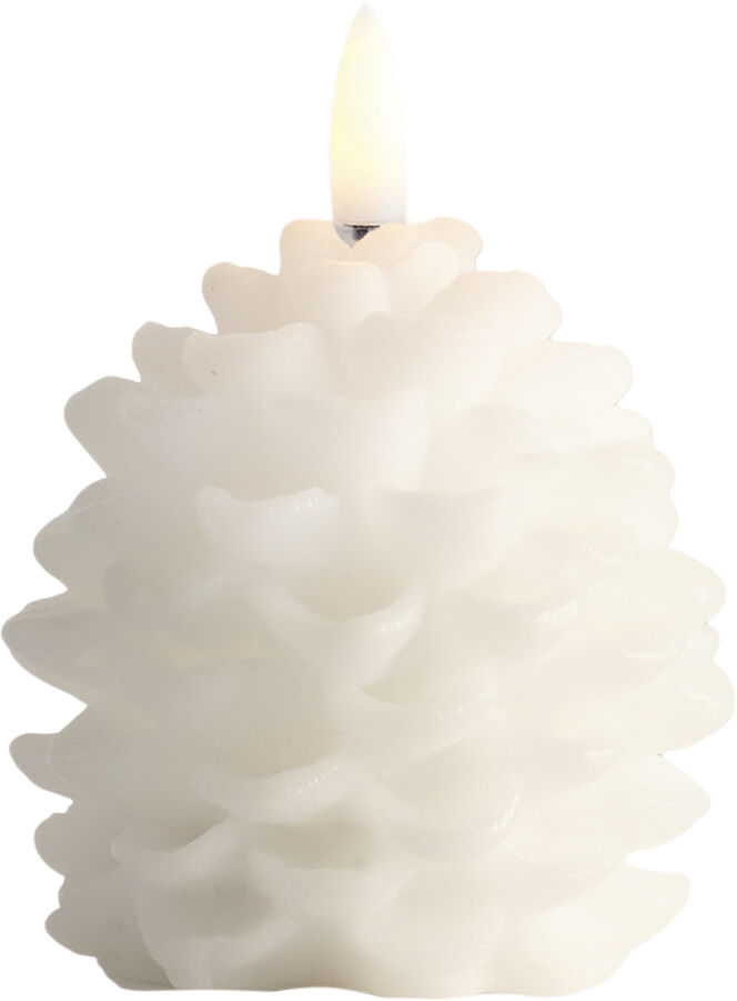 LED candle Pine cone, Nordic White, Smooth, 7x7 cm