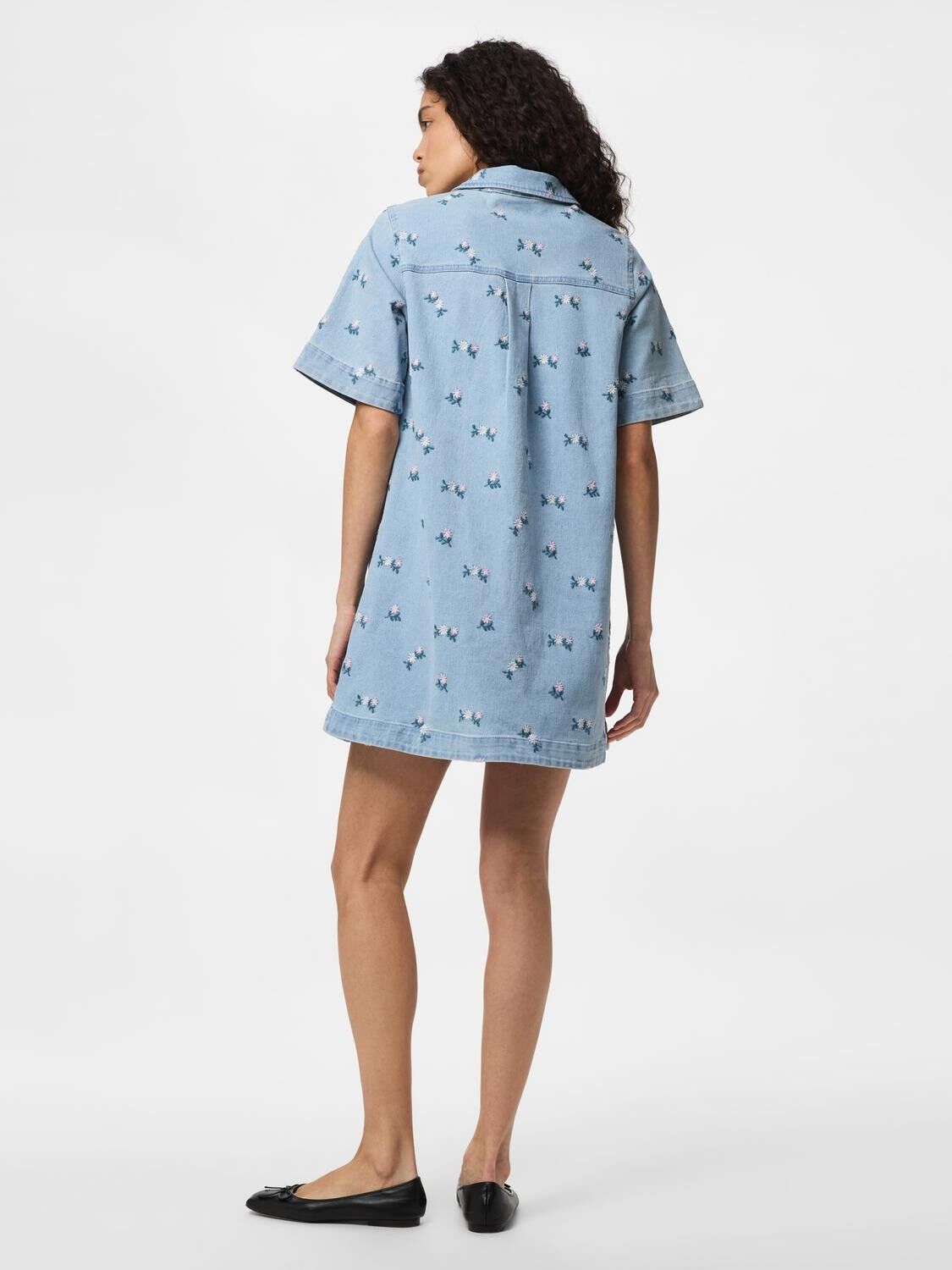 Pcflora Ss Denim Emb Dress