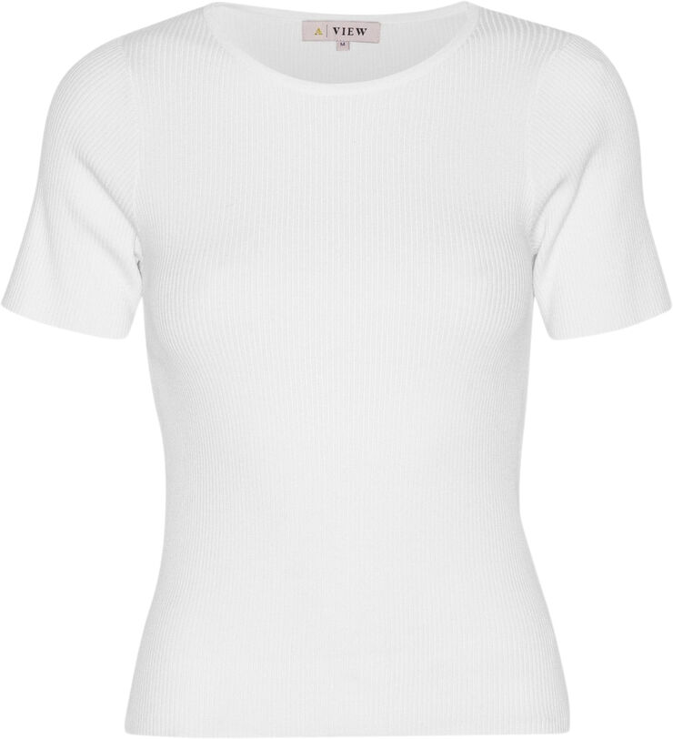 Rib knit short sleeve top