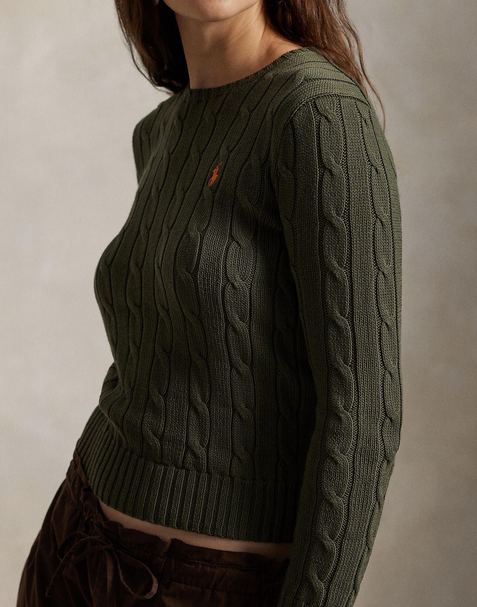 Cable-Knit Cotton Crewneck Sweater