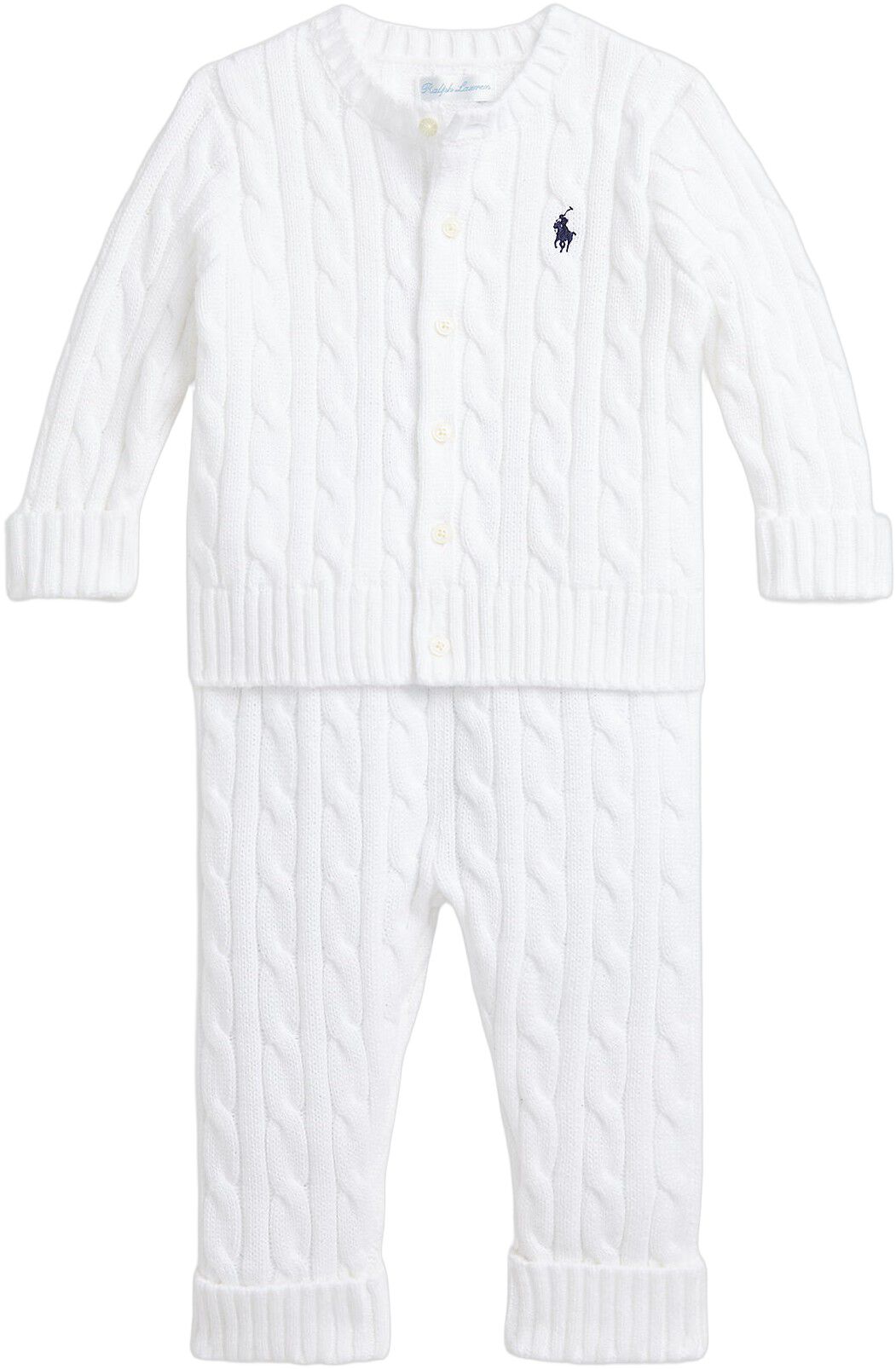 Cable-Knit Cotton Cardigan & Pant Set