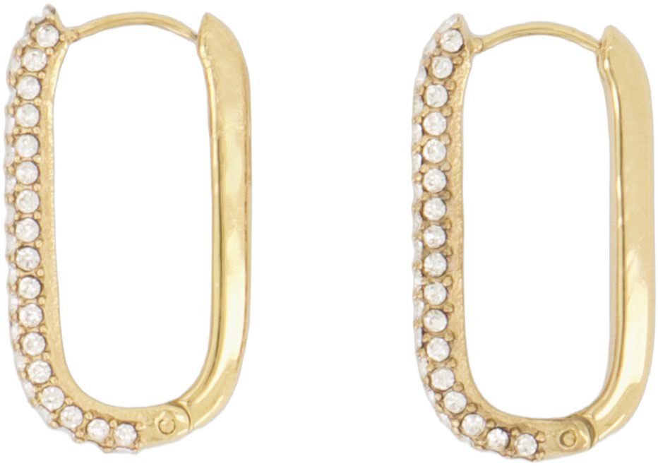 Rectangular earrings with stones