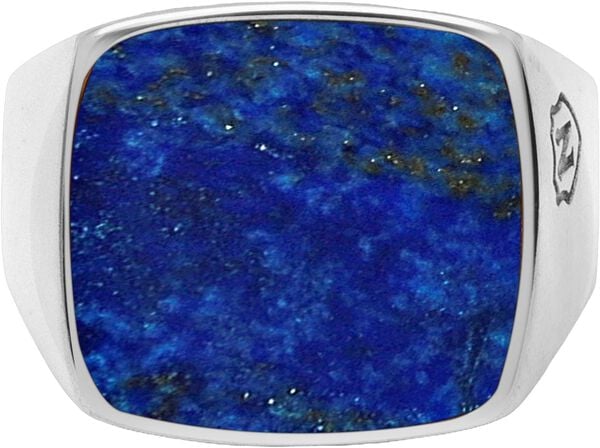 Men's Silver Signet Ring with Blue Lapis
