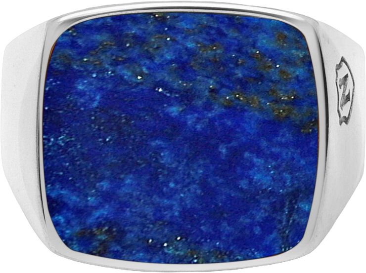 Men's Silver Signet Ring with Blue Lapis