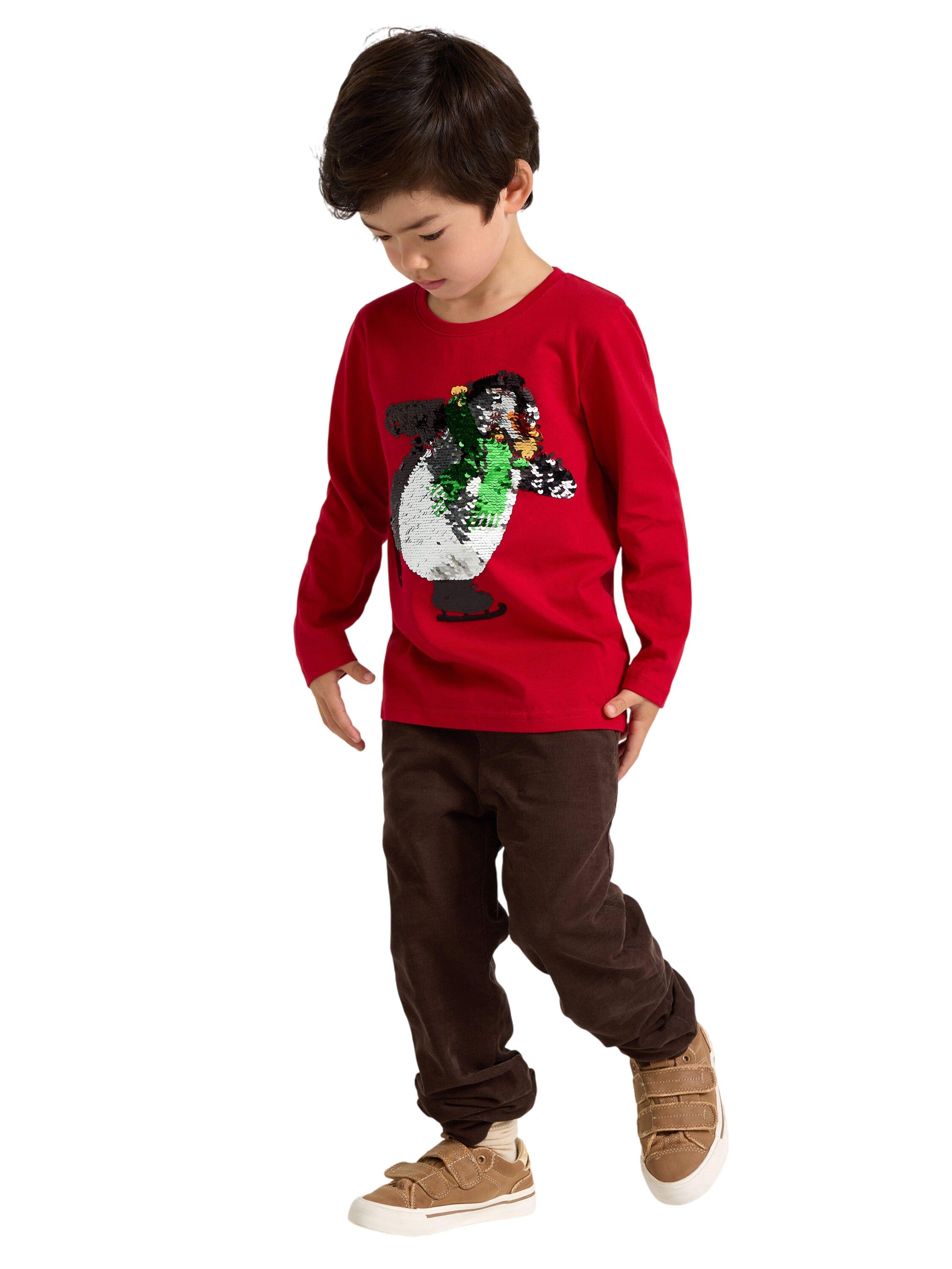 Long-sleeved jersey top with a reve