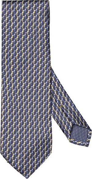 Dark blue Motif Print Silk Tie