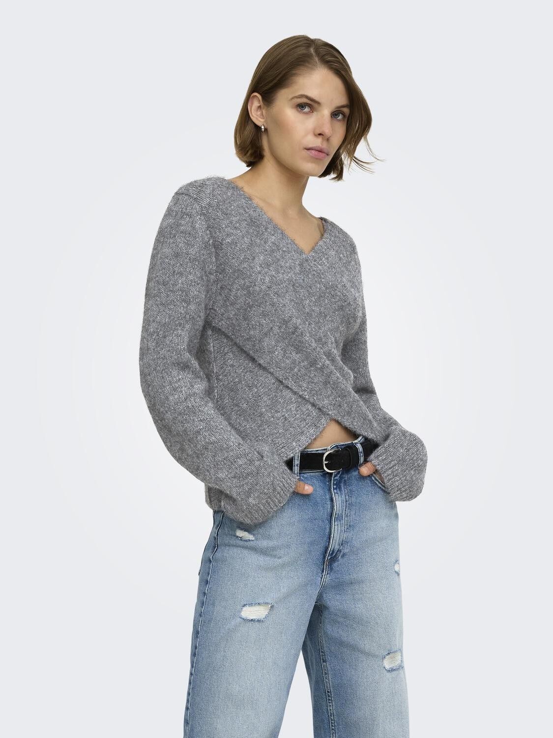 Onlmaggie Ls Cross V-Neck Cc Knt