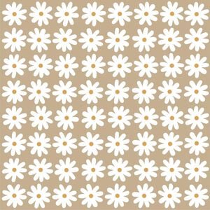 Serviet 20x20 cm beige m/hvide margueritter