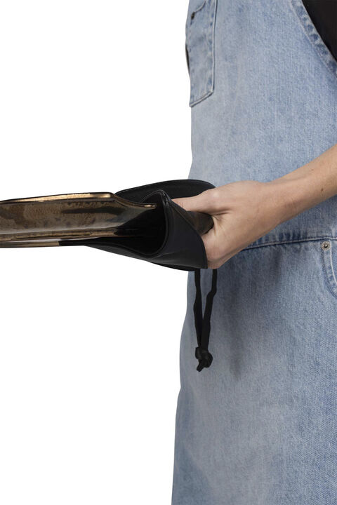 Pot Holder, Classic Black Leather, with smart insert