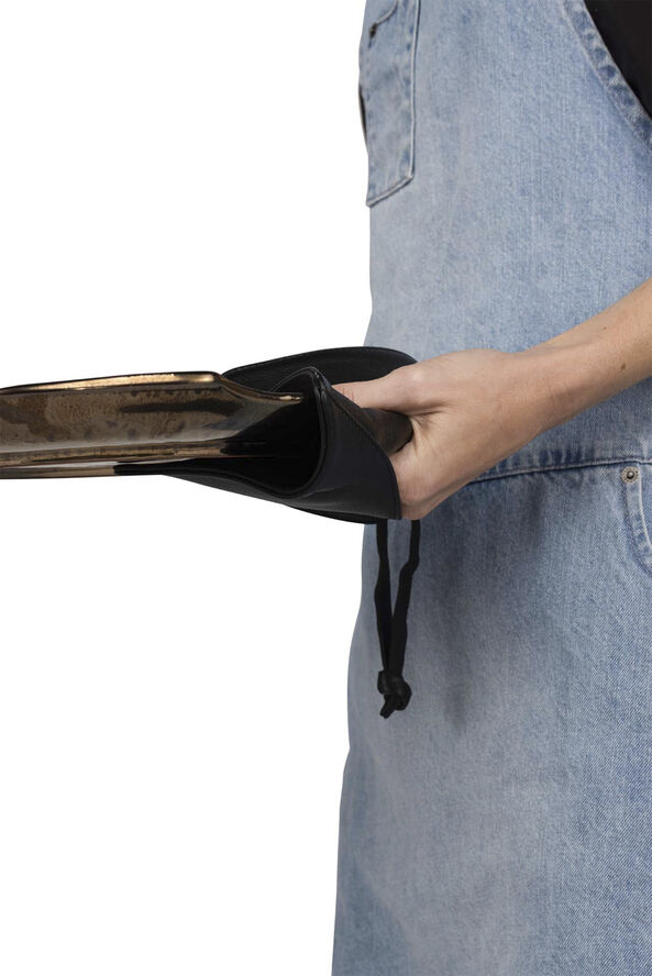 Pot Holder, Classic Black Leather, with smart insert