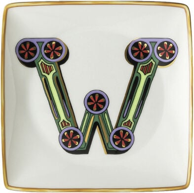 Bowl 12cm sq. flat, Holiday Alphabet W, Versace